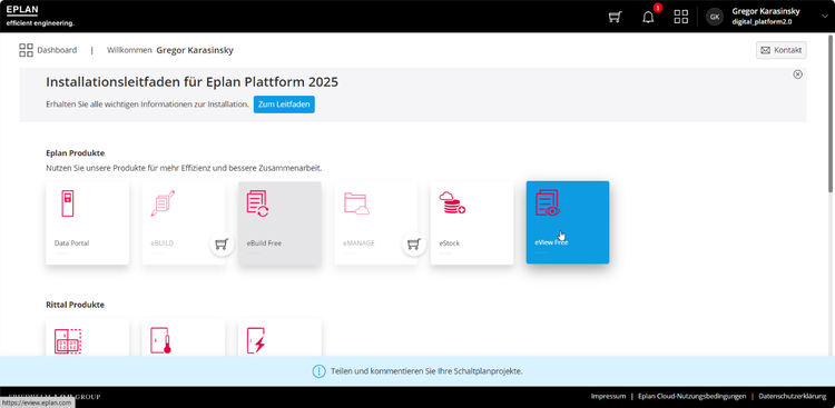 Screenshot Eplan Cloud